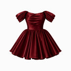 Satin Off-Shoulder Puff Sleeve Mini Dress for Women | Occasion