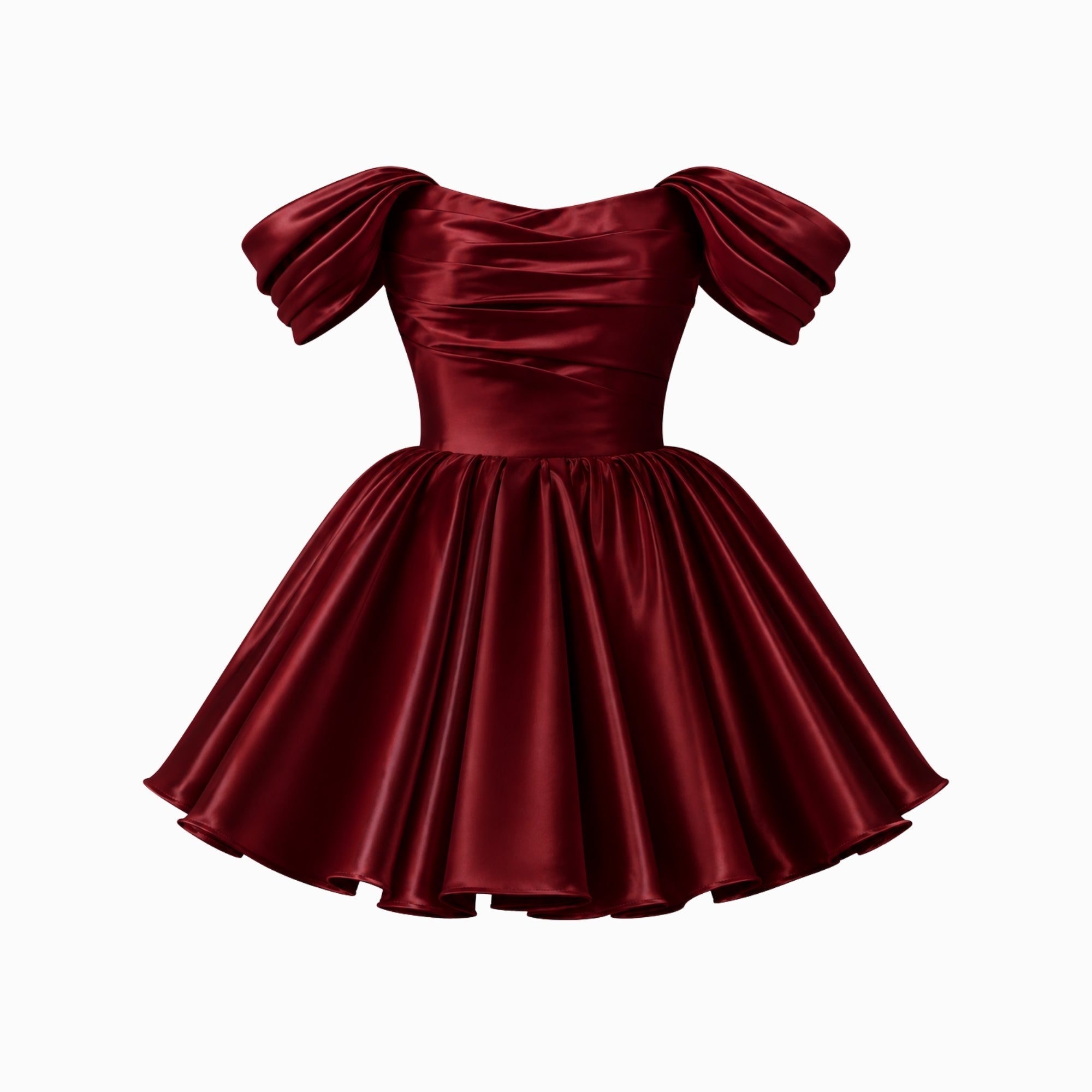 Satin Off-Shoulder Puff Sleeve Mini Dress for Women | Occasion