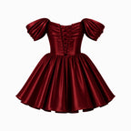 Satin Off-Shoulder Puff Sleeve Mini Dress for Women | Occasion