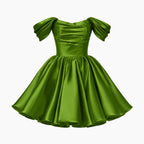 Satin Off-Shoulder Puff Sleeve Mini Dress for Women | Occasion