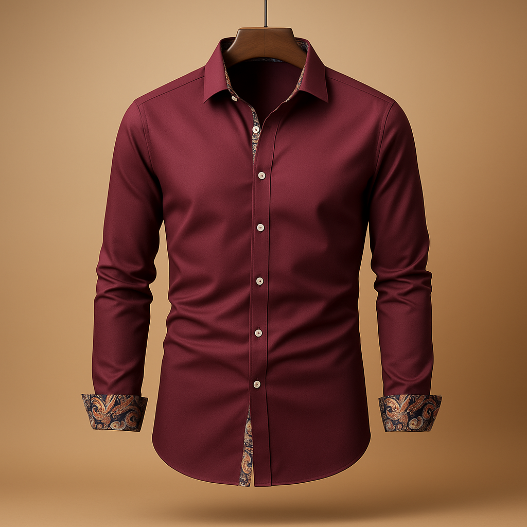 Men Shirt | Long sleeve fitted with button front and collar