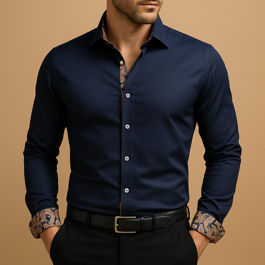 Men Shirt | Long sleeve fitted with button front and collar