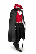 Red Waistcoat Cape Vampire Costume Set for Men | Halloween Fancy Dress