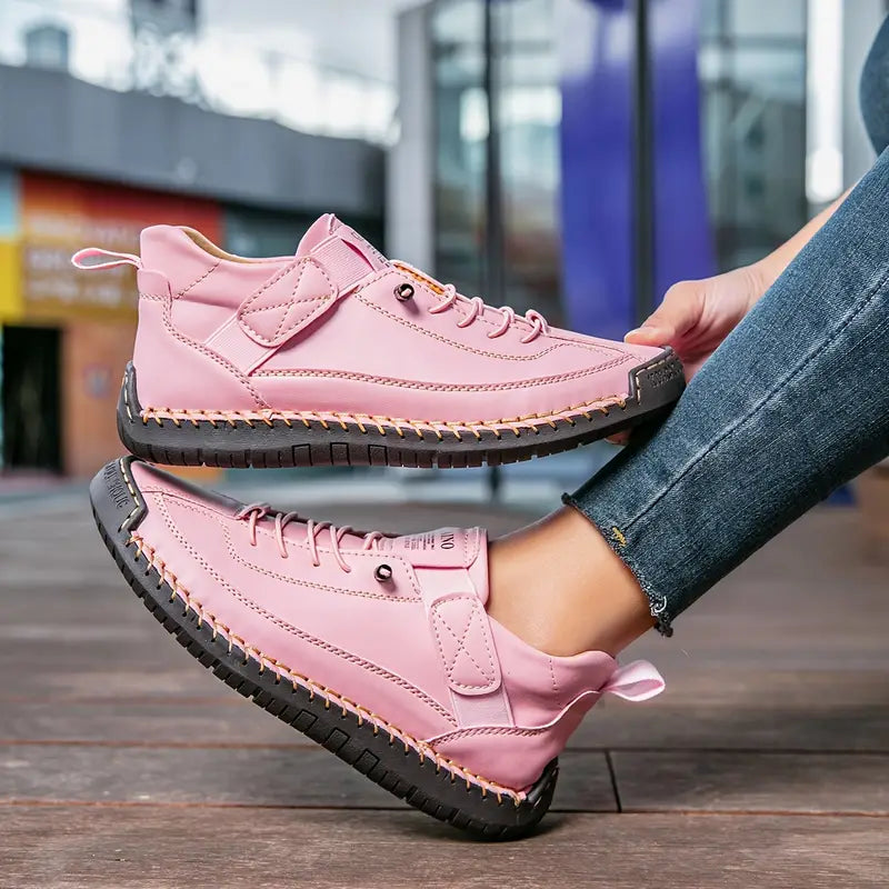 Leather Cushioned Lace-Up Orthopedic Support Everyday Trainers for Women