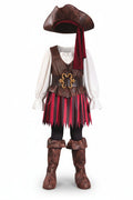 Striped Pirate Costume with Tricorn Hat for Girls | Halloween Fancy Dress
