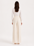 High Waist Wide Leg Pleated Trousers for Women