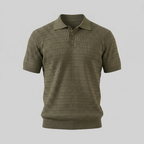 Teal Cable Knit Slim Fit Polo Shirt for Men