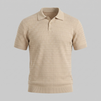 Teal Cable Knit Slim Fit Polo Shirt for Men