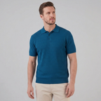 Teal Cable Knit Slim Fit Polo Shirt for Men