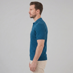 Teal Cable Knit Slim Fit Polo Shirt for Men