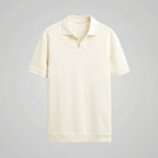 Structured V-Neck Short Sleeve Polo Shirt for Men