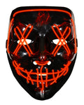 Black Red LED Splatter Half Face Halloween Mask for Men | Glow Costume Accessory
