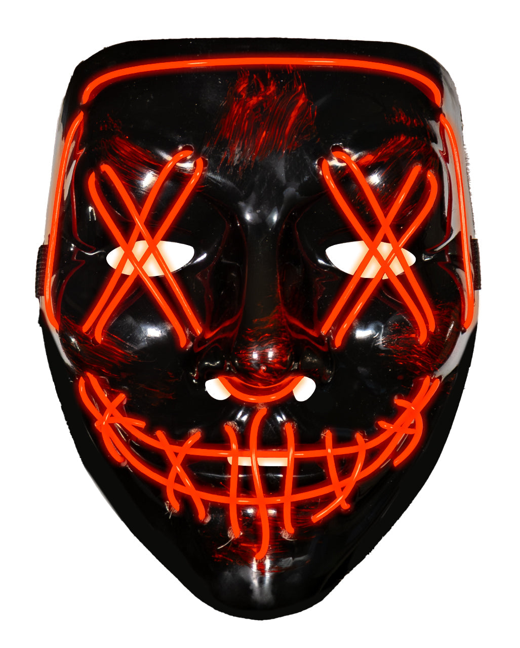 Black Red LED Splatter Half Face Halloween Mask for Men | Glow Costume Accessory