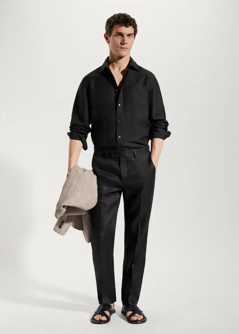 Cotton Linen Straight Fit Shirt for Men | Summer Casual