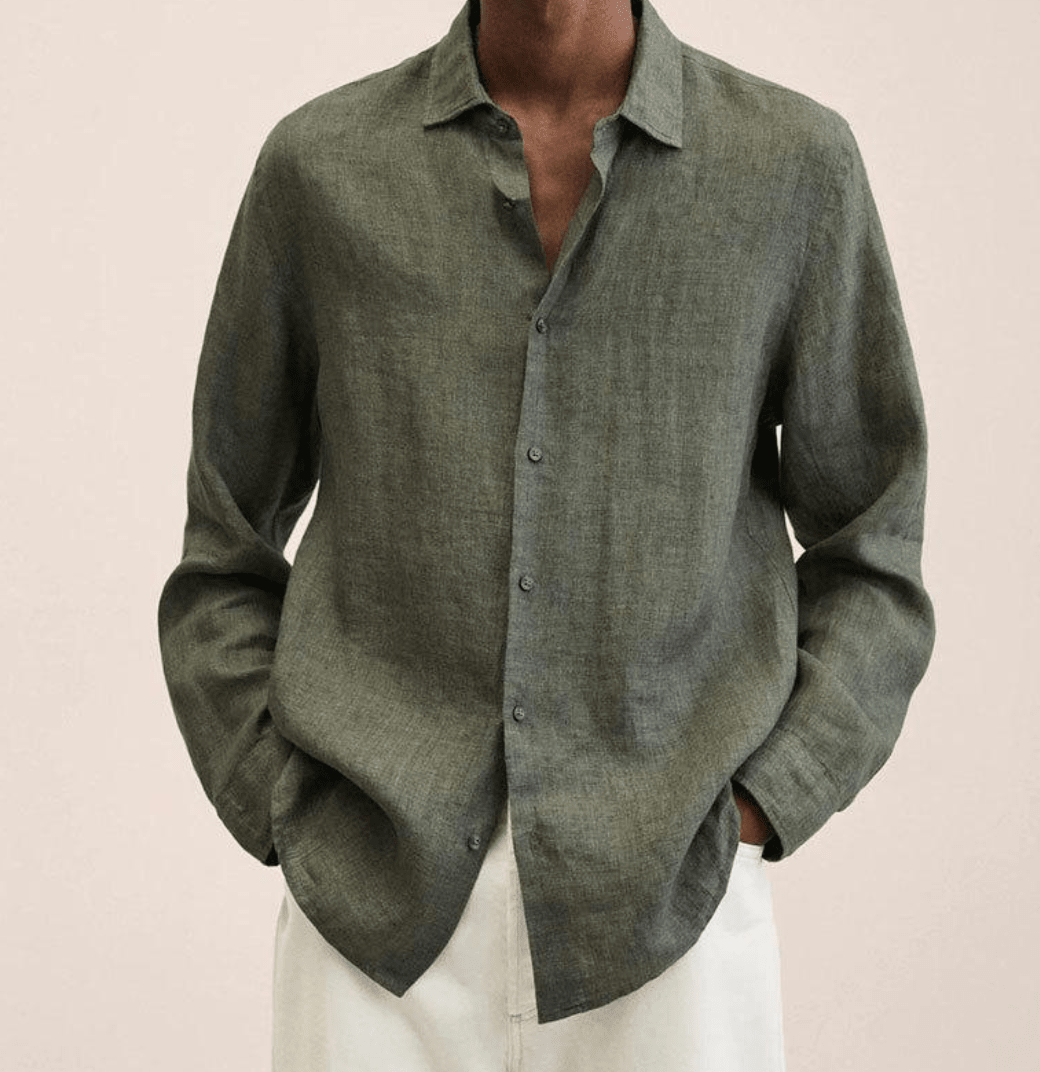 Cotton Linen Straight Fit Shirt for Men | Summer Casual