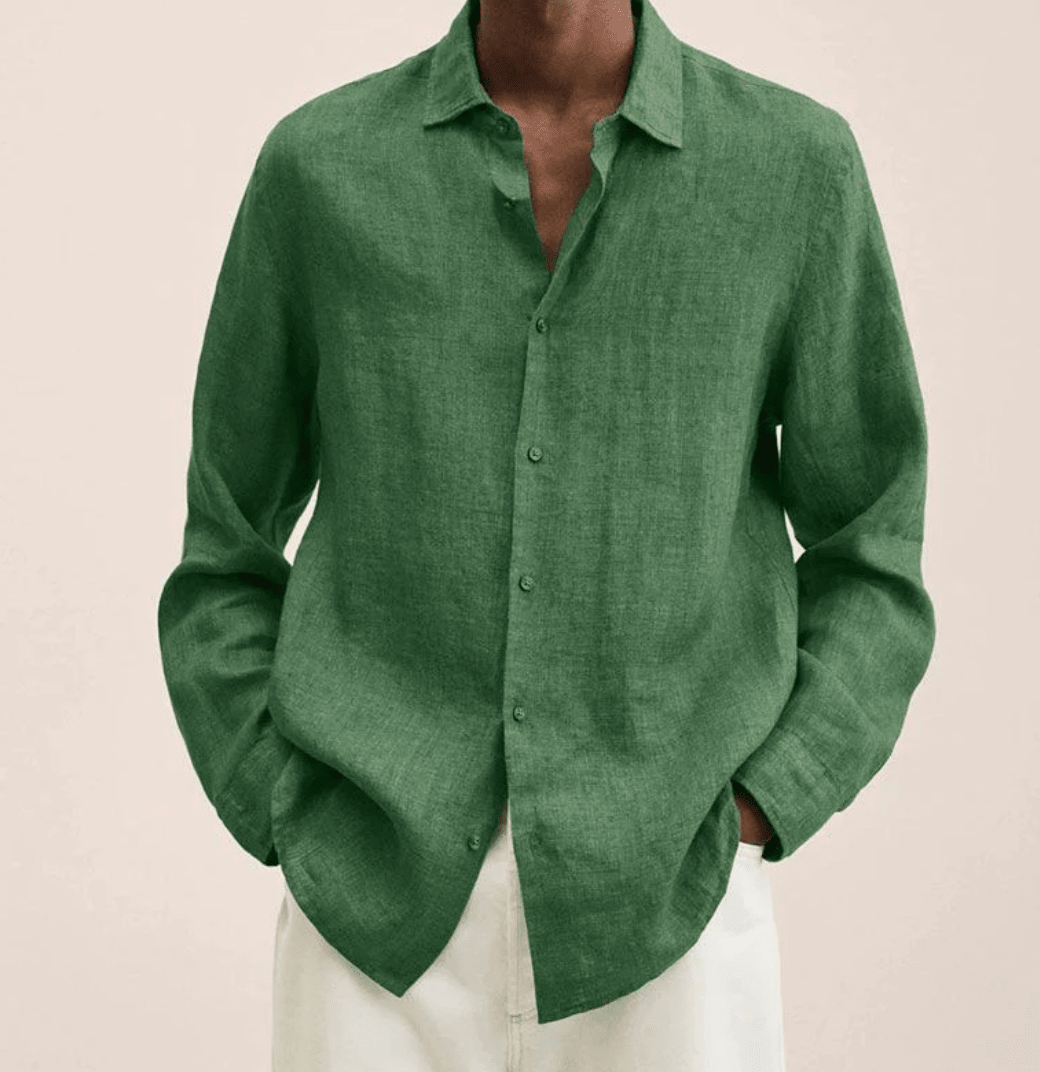 Cotton Linen Straight Fit Shirt for Men | Summer Casual