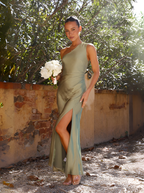 Women Dress | One-Shoulder Maxi Cut with Front Slit