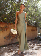 Women Dress | One-Shoulder Maxi Cut with Front Slit