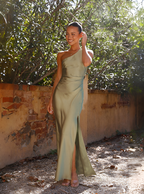 Women Dress | One-Shoulder Maxi Cut with Front Slit