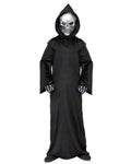 Black Hooded Grim Reaper Robe Costume with Skull Mask and Gloves for Boys