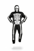Black Polyester Full Body Skeleton Costume with Skull Mask for Boys Halloween