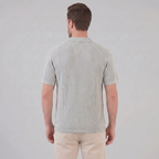Black Grey Fine Rib Knit Long Sleeve Polo Shirt for Men