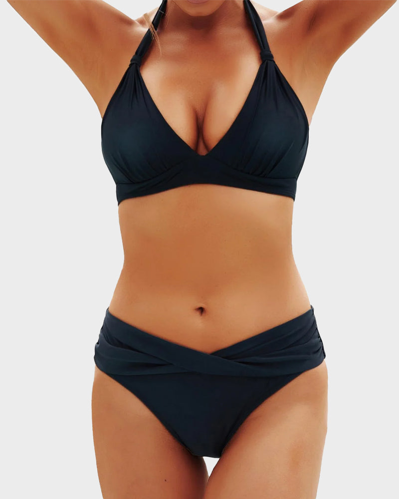 Women Bikini | Halter Neck Triangle Top Mid Rise