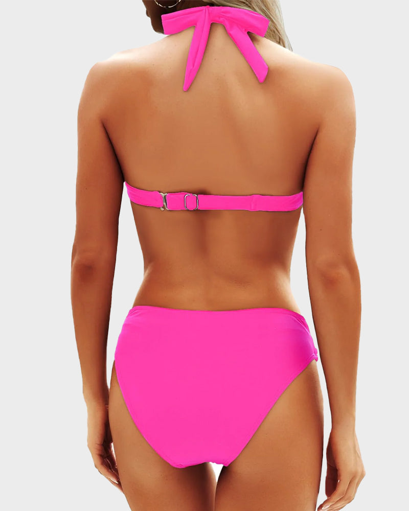 Women Bikini | Halter Neck Triangle Top Mid Rise