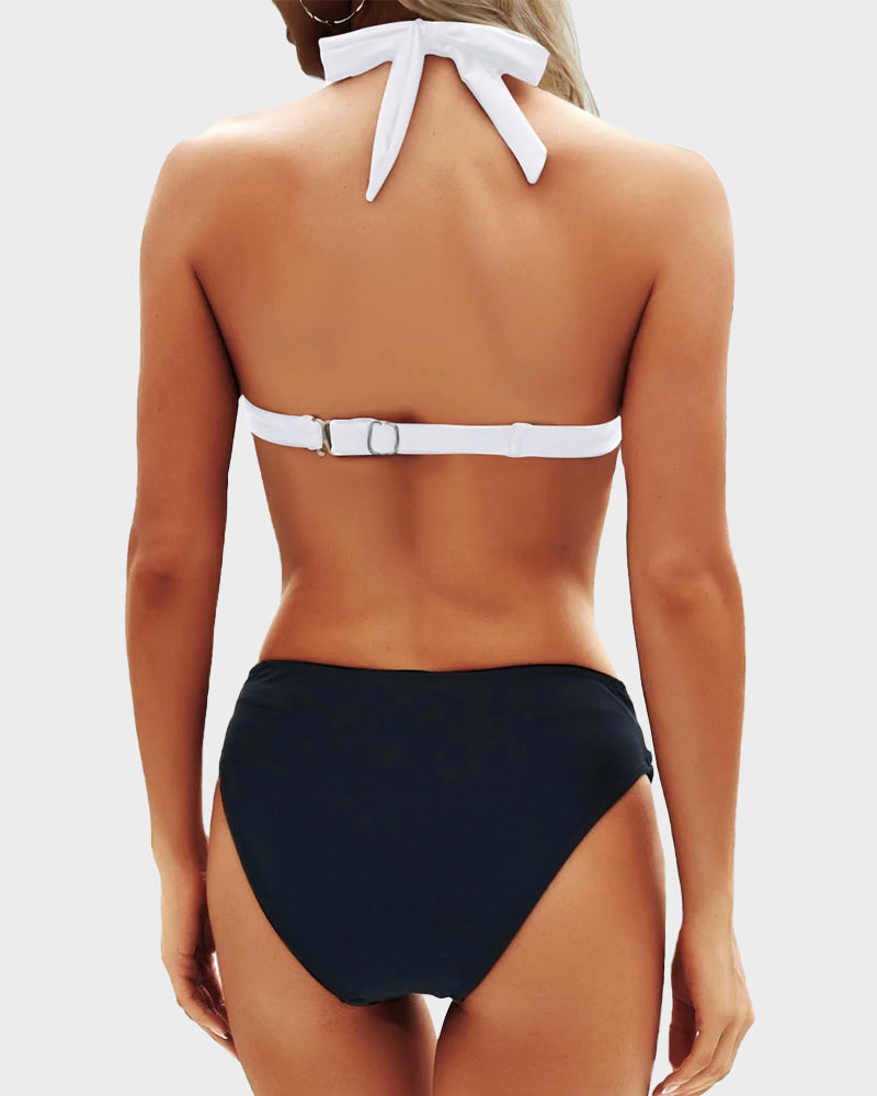 Women Bikini | Halter Neck Triangle Top Mid Rise