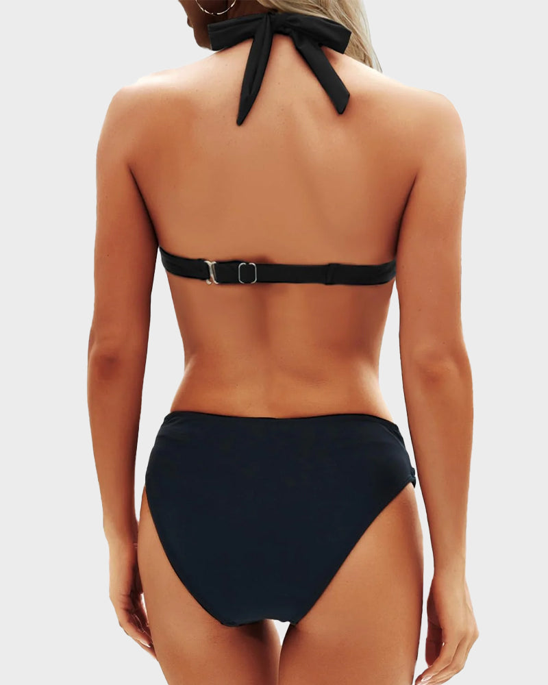 Women Bikini | Halter Neck Triangle Top Mid Rise