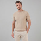 Ribbed Knit Long Sleeve T-Shirt for Men