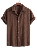Textured Camp Collar Short Sleeve Shirt for Men