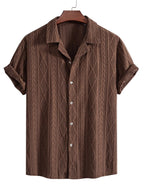 Textured Camp Collar Short Sleeve Shirt for Men