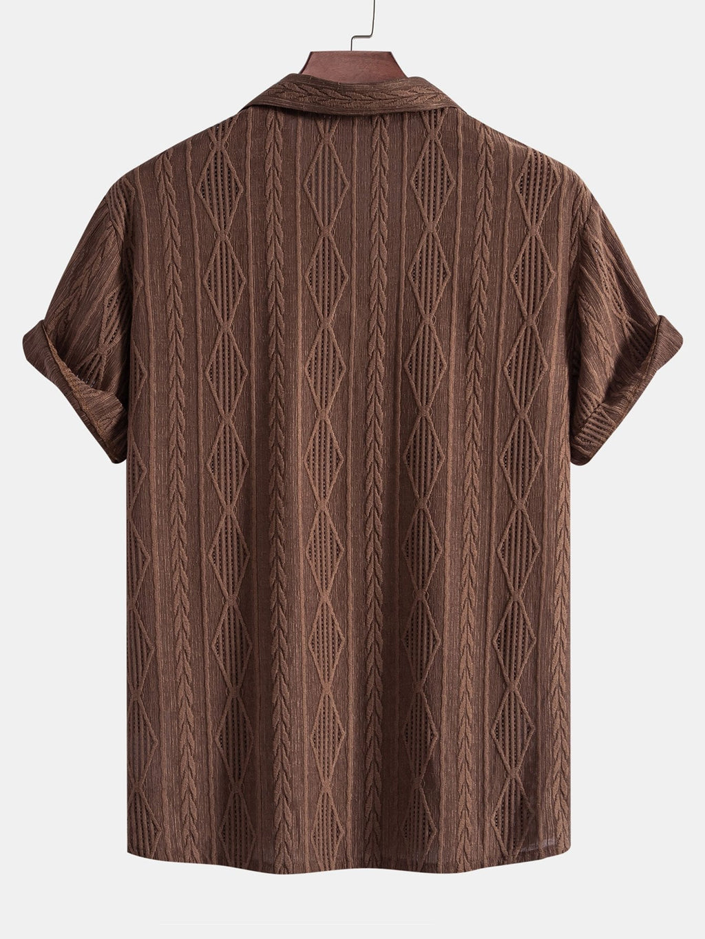 Textured Camp Collar Short Sleeve Shirt for Men
