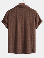 Textured Camp Collar Short Sleeve Shirt for Men