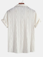 Textured Camp Collar Short Sleeve Shirt for Men