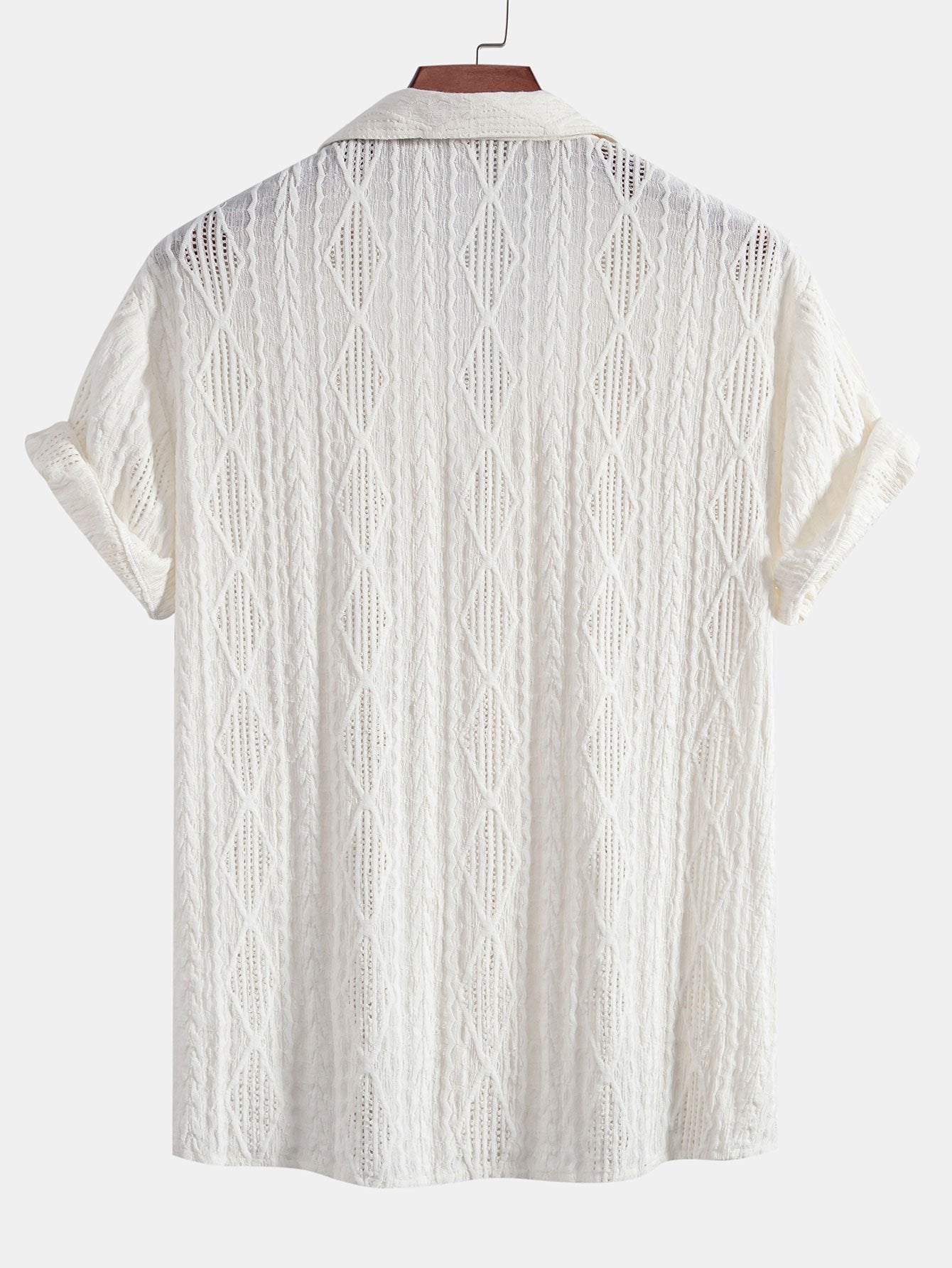 Textured Camp Collar Short Sleeve Shirt for Men