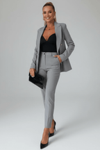 Woven Notched Lapel Double-Breasted Trouser Suit for Women