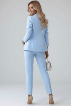 Woven Notched Lapel Double-Breasted Trouser Suit for Women