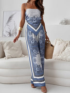 Backless Top and Wide-Leg Trousers Co-ord Set for Women