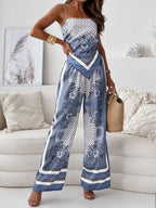 Backless Top and Wide-Leg Trousers Co-ord Set for Women