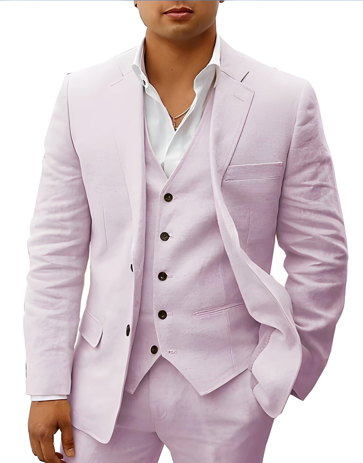 Navy Notch Lapel Three Piece Tailored Suit for Men | Wedding Formal Wear