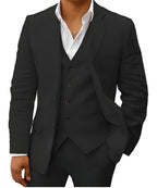 Navy Notch Lapel Three Piece Tailored Suit for Men | Wedding Formal Wear