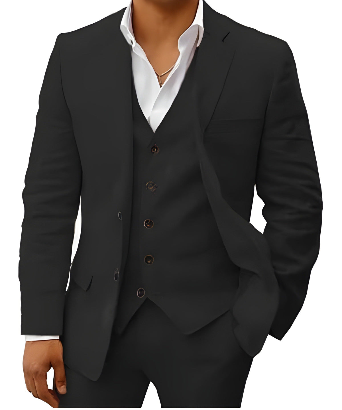 Navy Notch Lapel Three Piece Tailored Suit for Men | Wedding Formal Wear