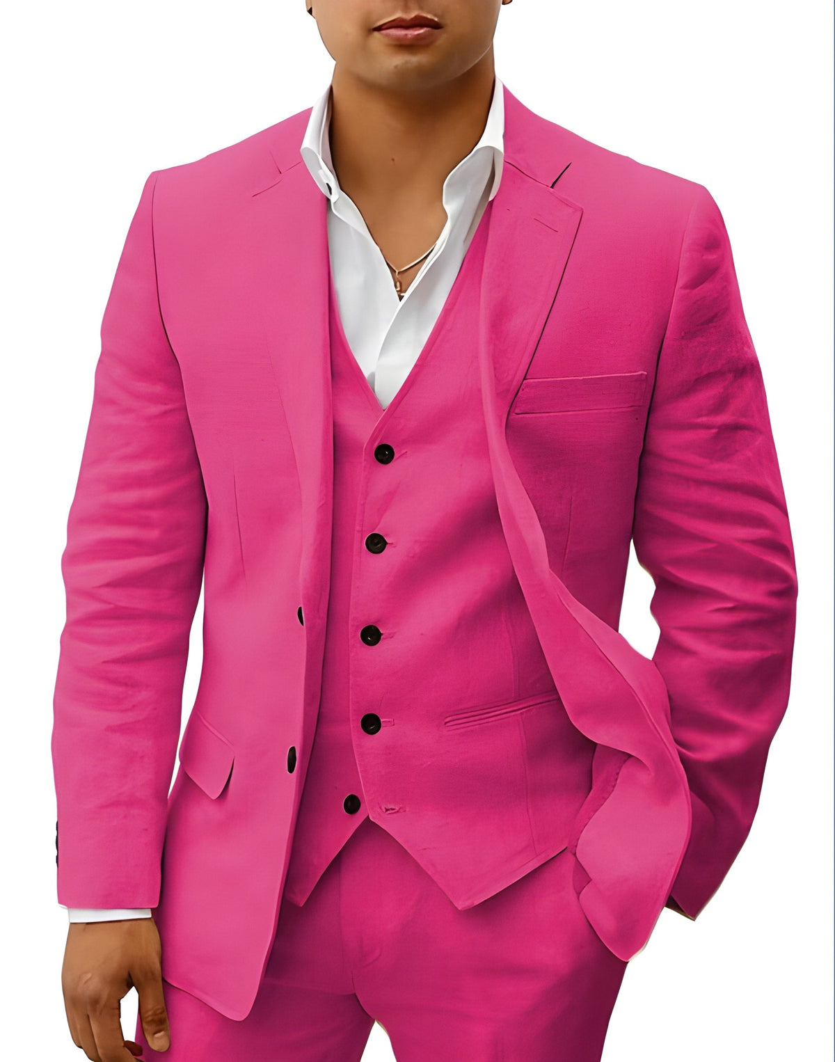 Navy Notch Lapel Three Piece Tailored Suit for Men | Wedding Formal Wear