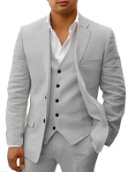 Navy Notch Lapel Three Piece Tailored Suit for Men | Wedding Formal Wear