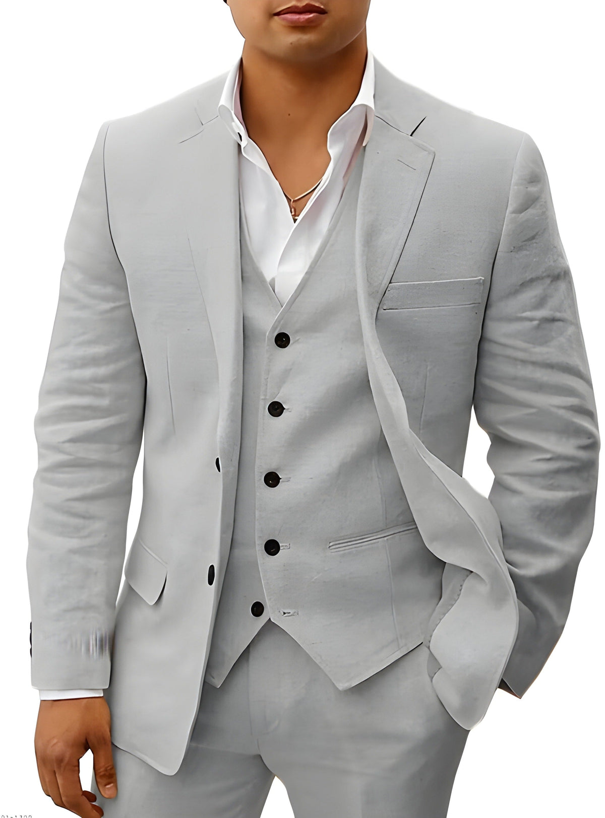 Navy Notch Lapel Three Piece Tailored Suit for Men | Wedding Formal Wear
