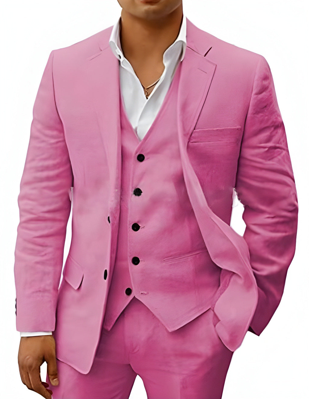 Navy Notch Lapel Three Piece Tailored Suit for Men | Wedding Formal Wear