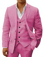 Navy Notch Lapel Three Piece Tailored Suit for Men | Wedding Formal Wear