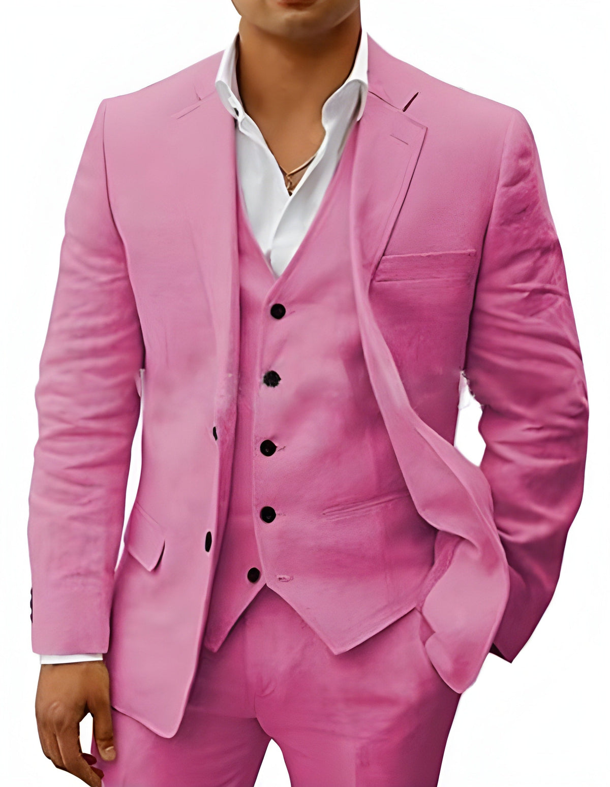 Navy Notch Lapel Three Piece Tailored Suit for Men | Wedding Formal Wear